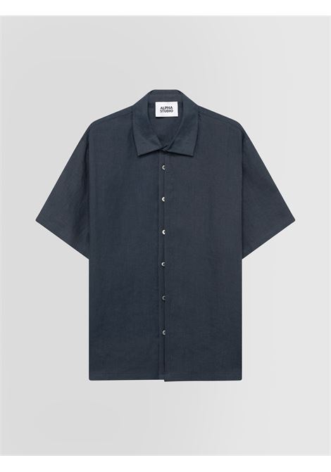 Alpha Studio camicia in lino blu a maniche corte ALPHA STUDIO | CAMICIE | AU-5375L1001